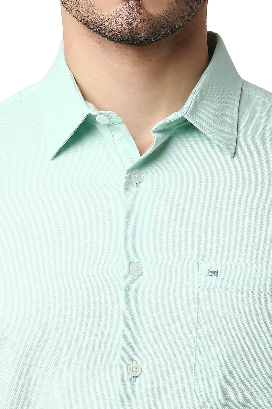 BASICS SLIM FIT DUSTY GREEN DOBBY SHIRT