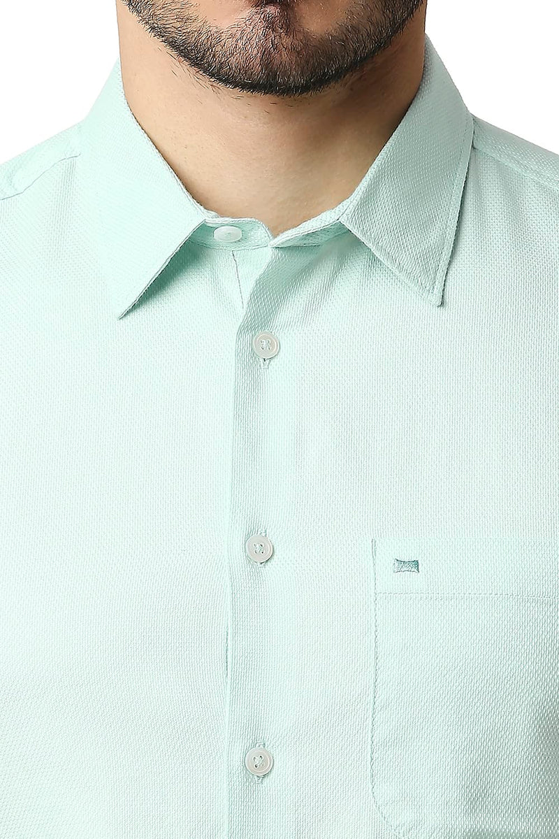 BASICS SLIM FIT DOBBY HALFSLEEVES SHIRT