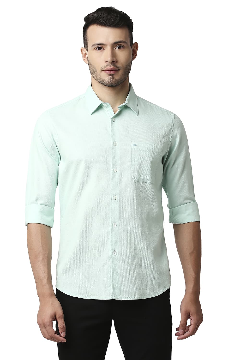 BASICS SLIM FIT DOBBY SHIRT