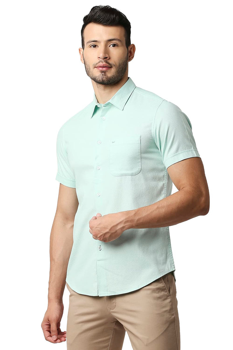 BASICS SLIM FIT DOBBY HALFSLEEVES SHIRT