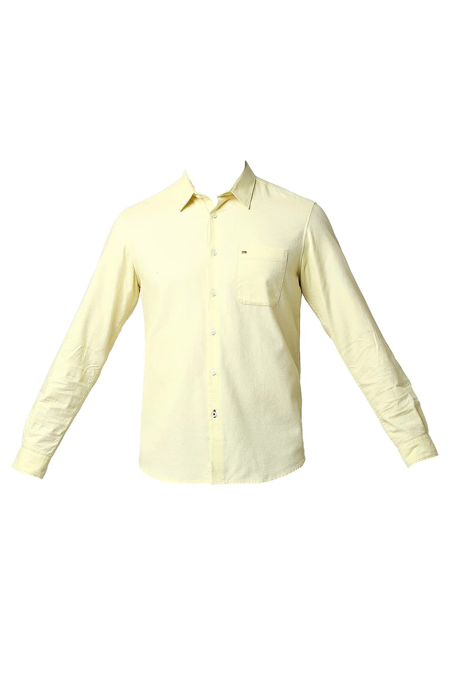 BASICS SLIM FIT TENDER YELLOW DOBBY SHIRT