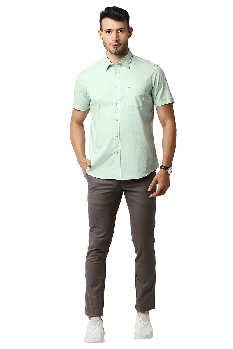 BASICS SLIM FIT OXFORD HALFSLEEVES SHIRT