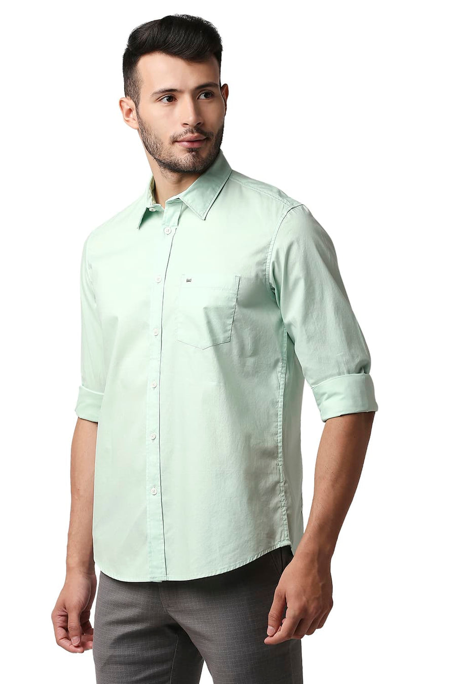 BASICS SLIM FIT JADE GREEN OXFORD SHIRT