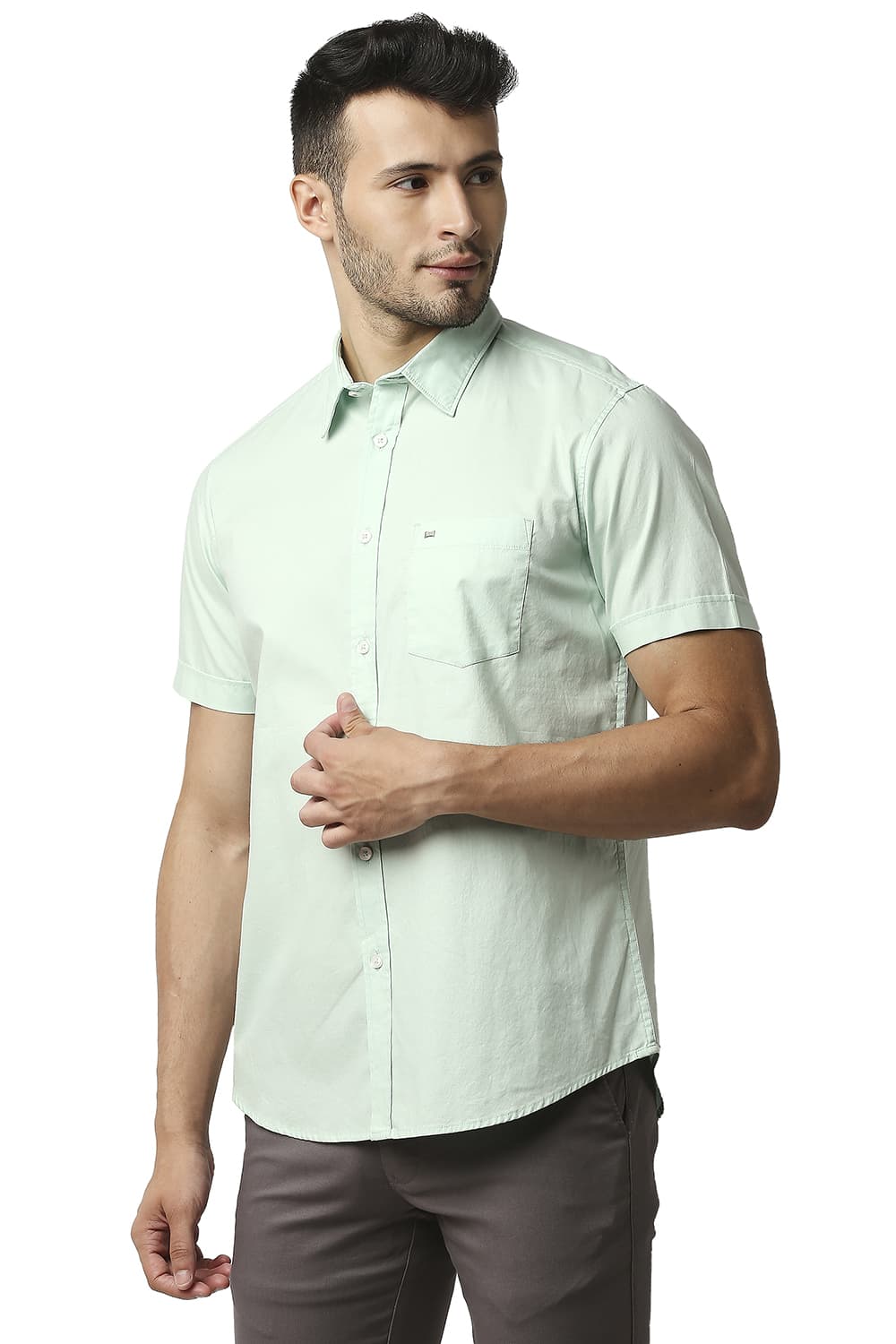 BASICS SLIM FIT OXFORD HALFSLEEVES SHIRT