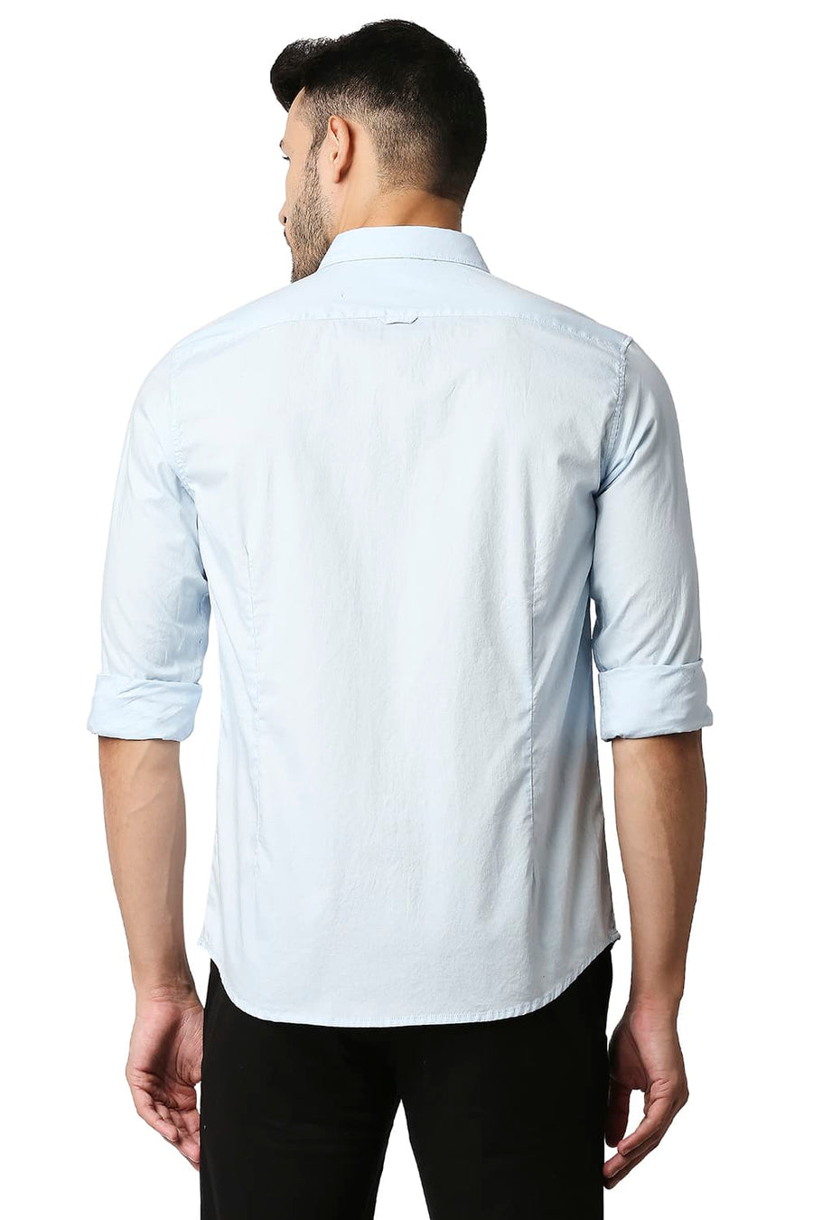 BASICS SLIM FIT OMPHALODES BLUE OXFORD SHIRT