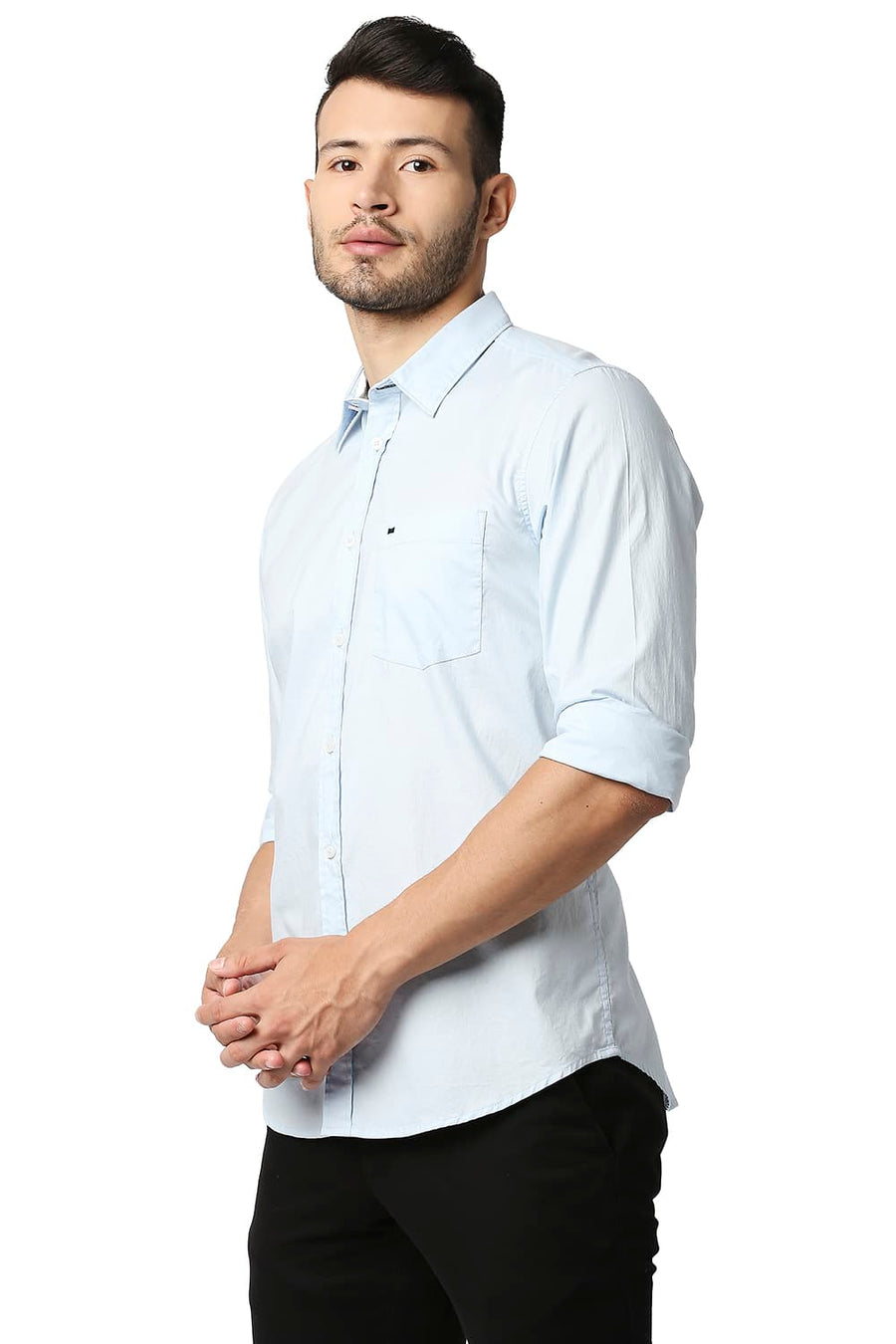 BASICS SLIM FIT OMPHALODES BLUE OXFORD SHIRT