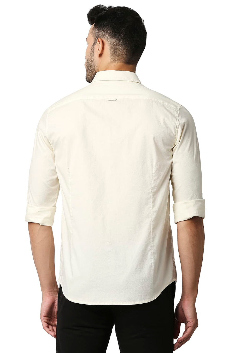 BASICS SLIM FIT TRANSPARENT YELLOW OXFORD SHIRT
