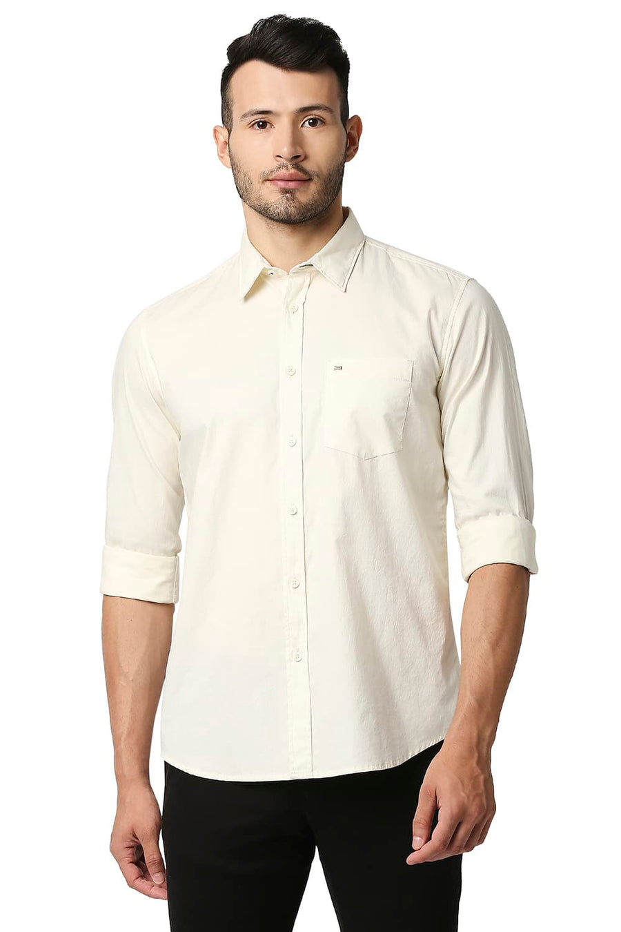 BASICS SLIM FIT TRANSPARENT YELLOW OXFORD SHIRT