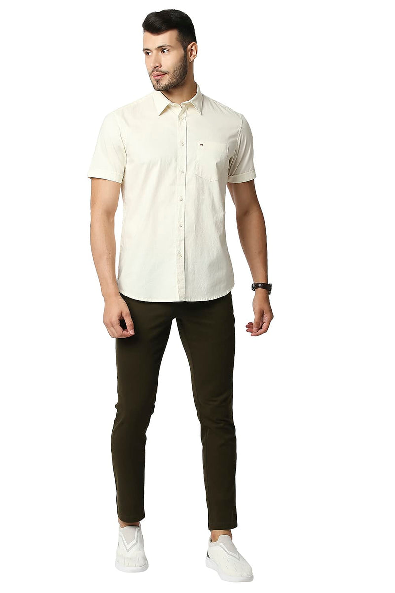 BASICS SLIM FIT OXFORD HALFSLEEVES SHIRT