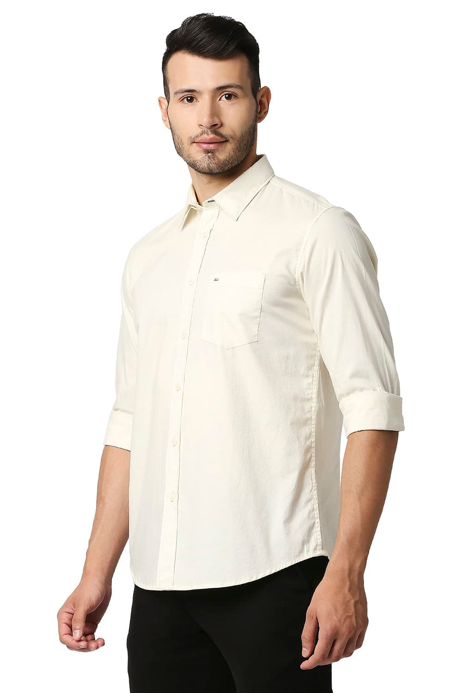 BASICS SLIM FIT TRANSPARENT YELLOW OXFORD SHIRT