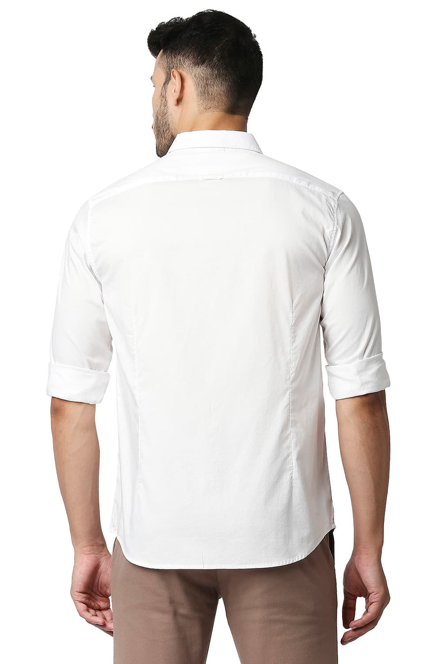 BASICS SLIM FIT BRIGHT WHITE OXFORD SHIRT