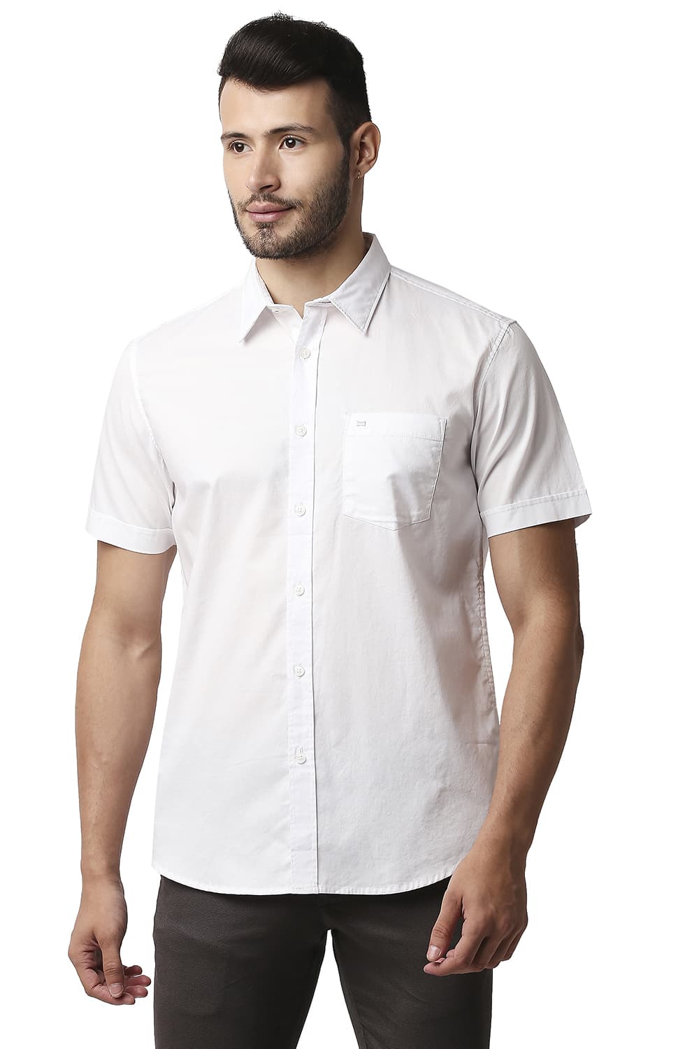 BASICS SLIM FIT OXFORD HALFSLEEVES SHIRT