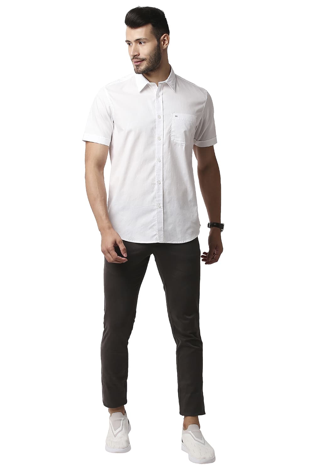 BASICS SLIM FIT OXFORD HALFSLEEVES SHIRT