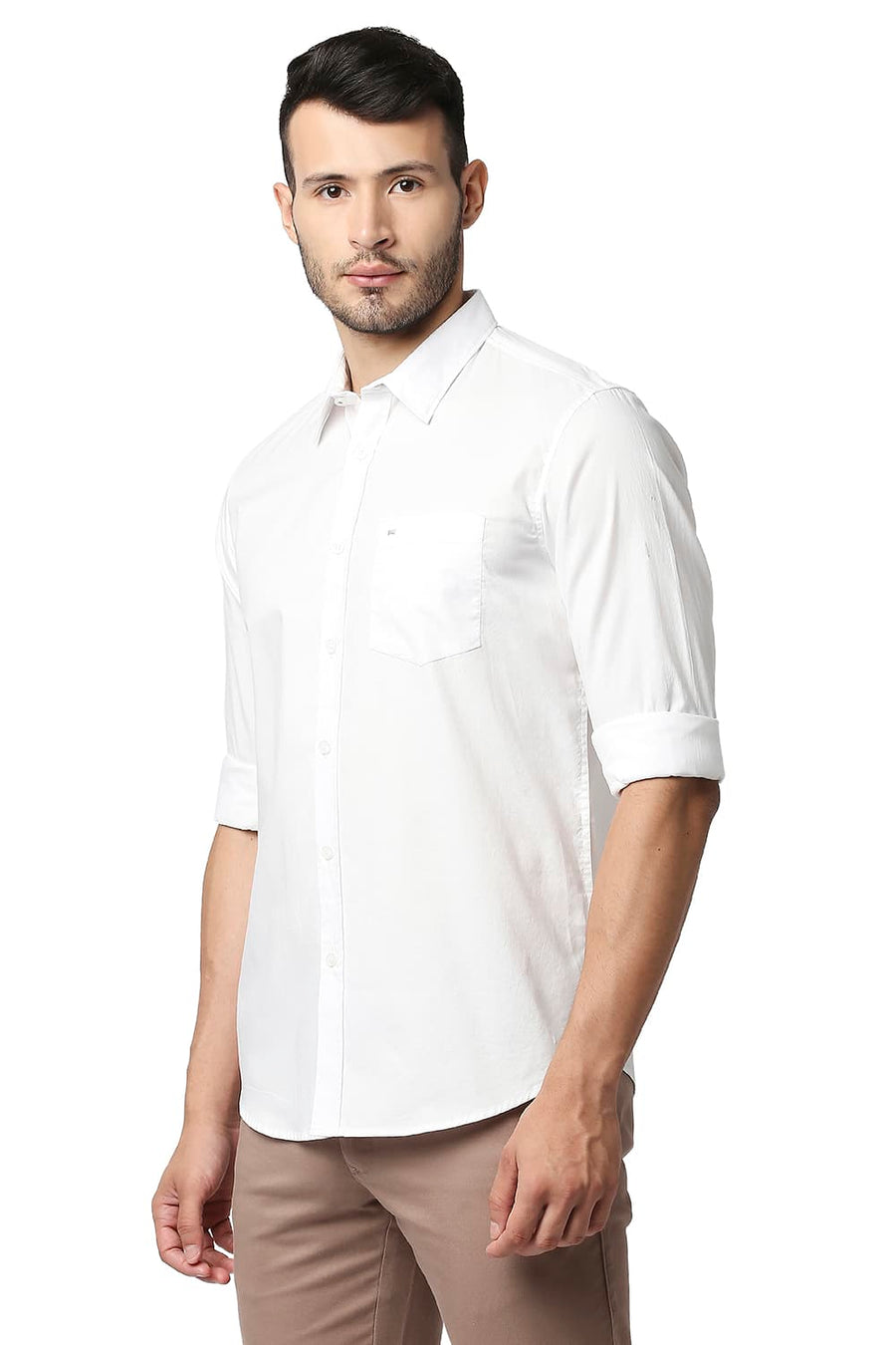 BASICS SLIM FIT BRIGHT WHITE OXFORD SHIRT