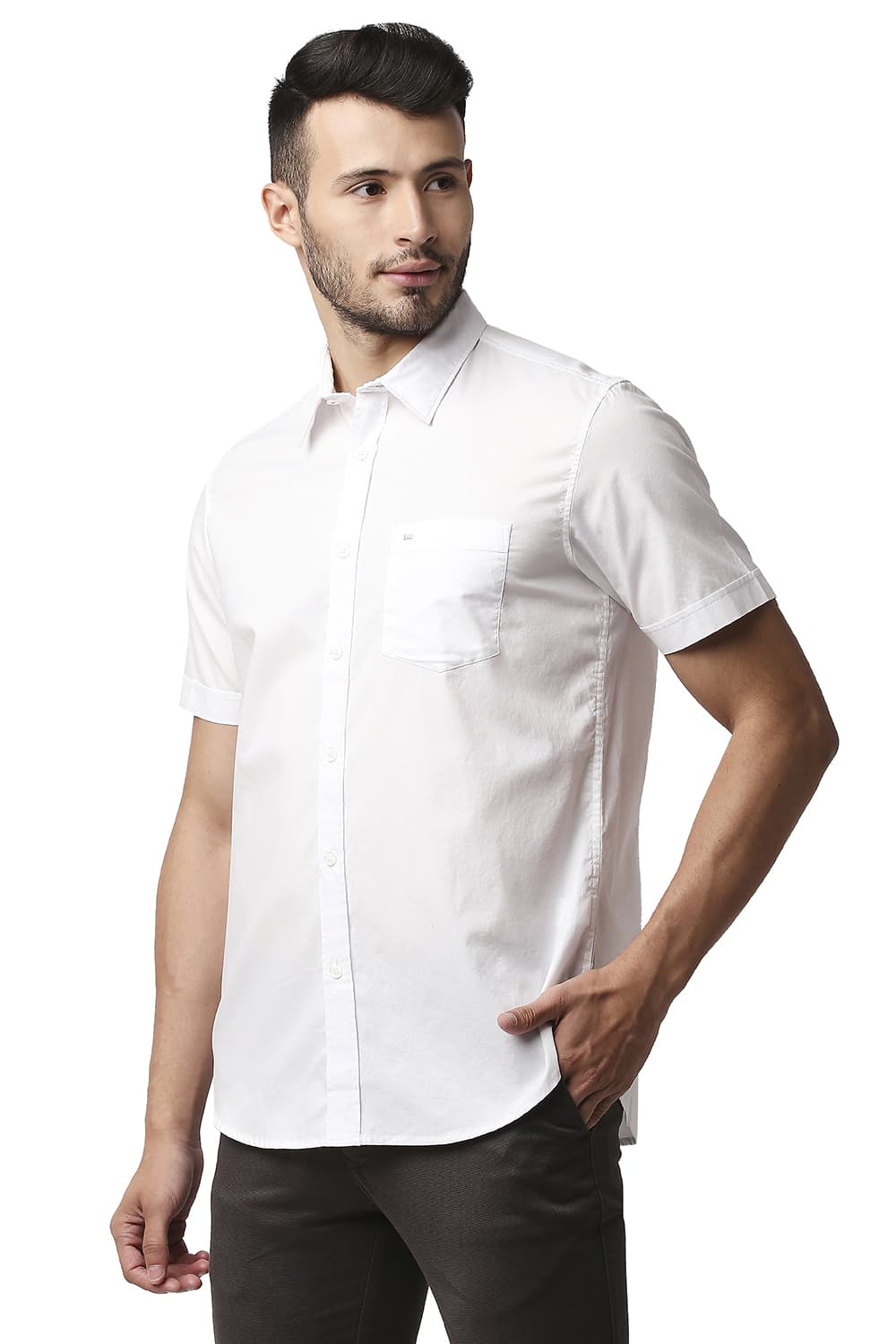 BASICS SLIM FIT OXFORD HALFSLEEVES SHIRT