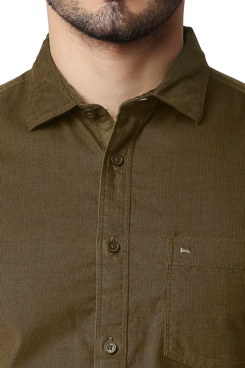 BASICS SLIM FIT CORDUROY HALFSLEEVES SHIRT