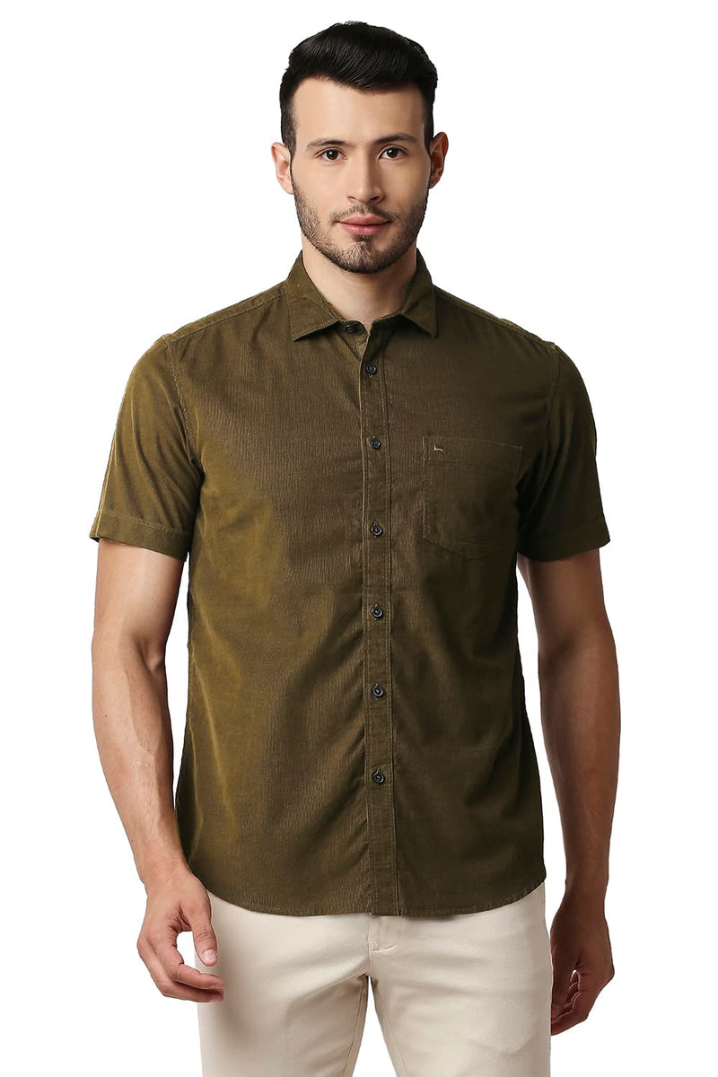 BASICS SLIM FIT CORDUROY SHIRT