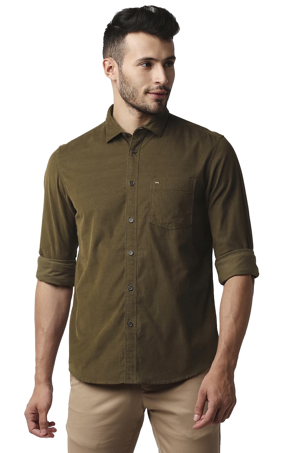 BASICS SLIM FIT CORDUROY SHIRT