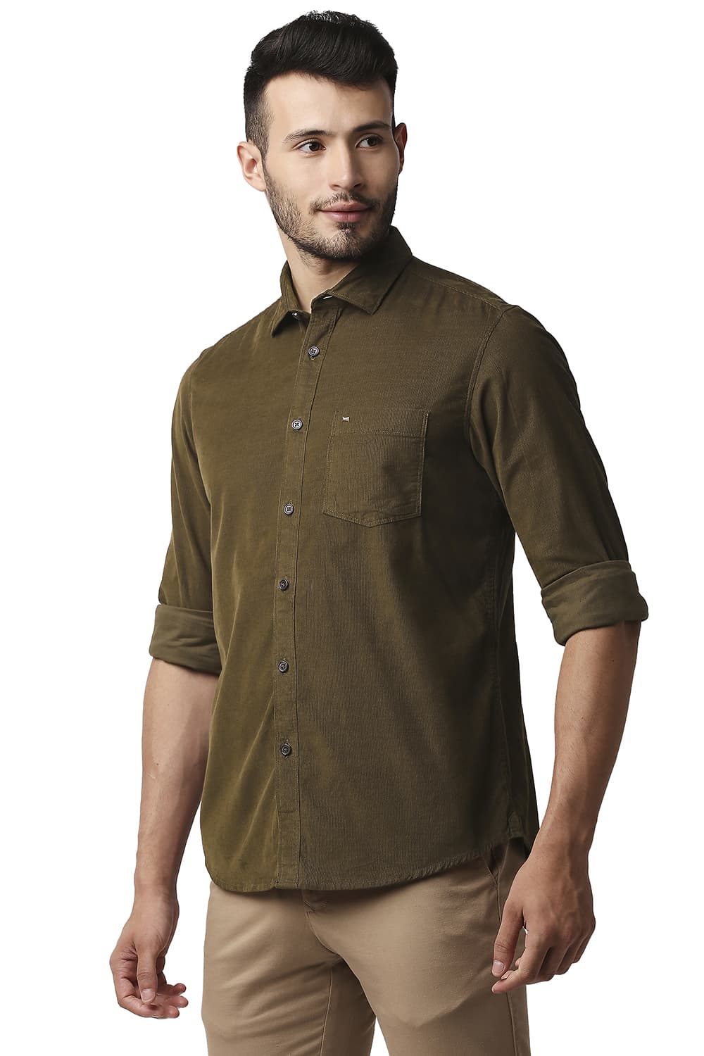 BASICS SLIM FIT CORDUROY SHIRT