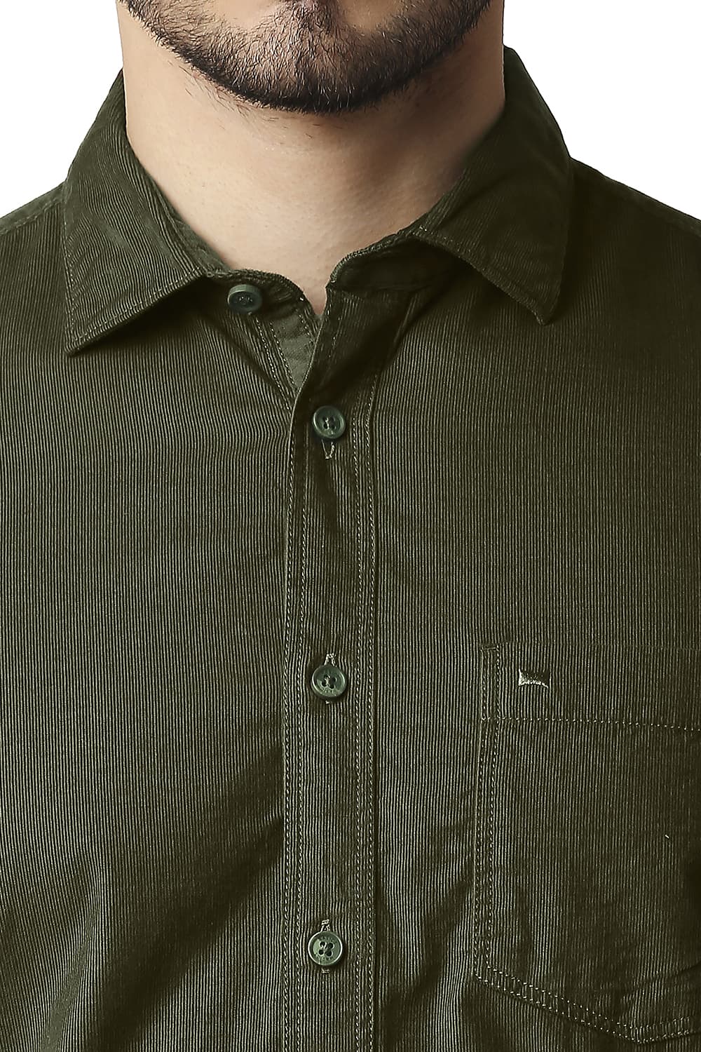 BASICS SLIM FIT CORDUROY HALFSLEEVES SHIRT