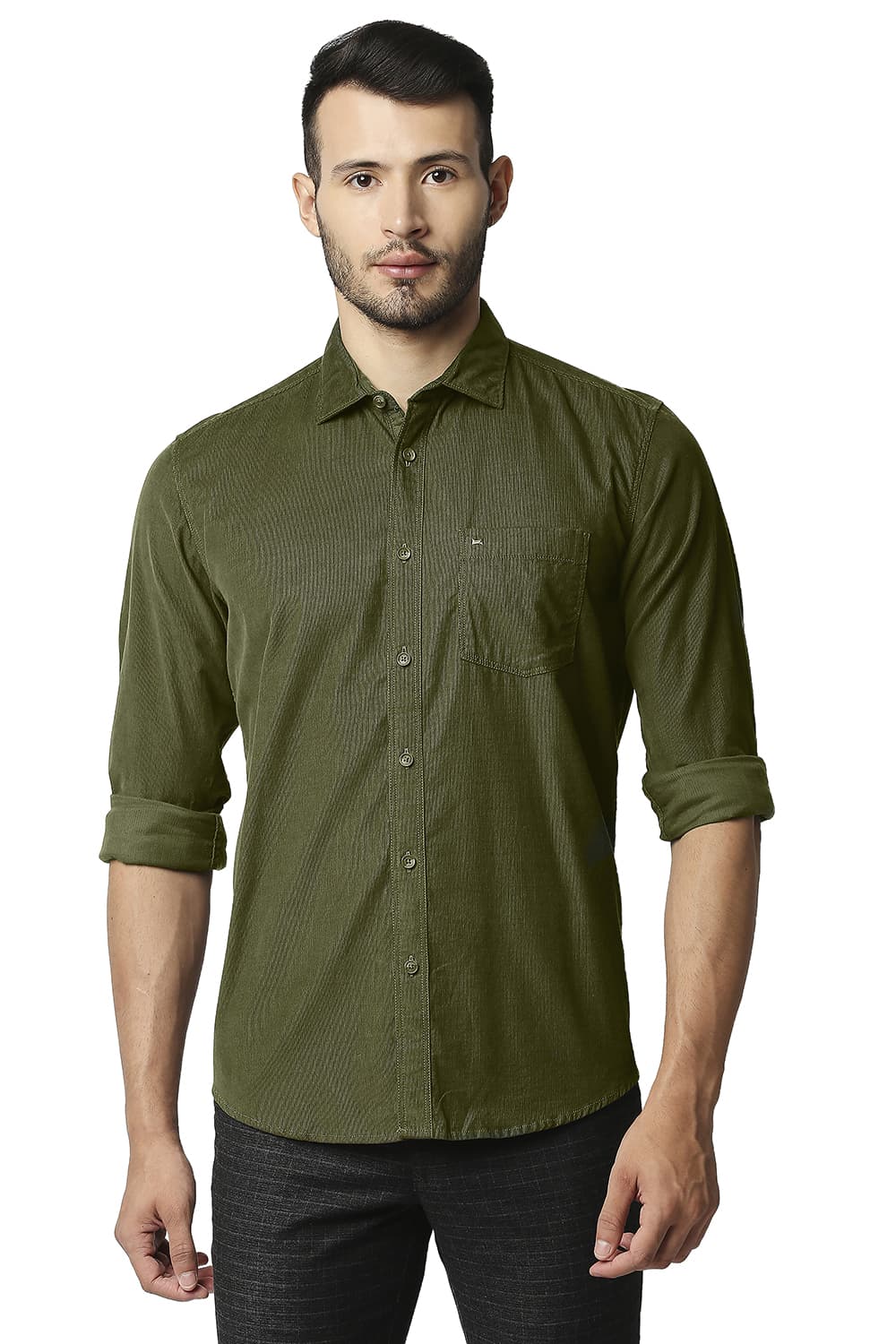 BASICS SLIM FIT CORDUROY SHIRT