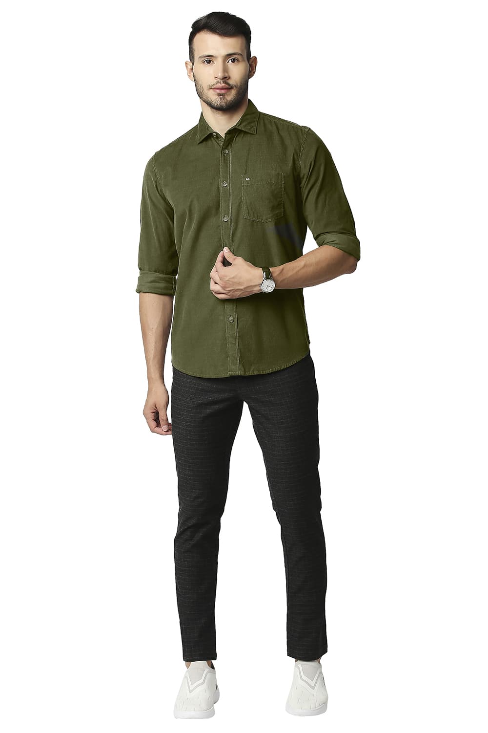 BASICS SLIM FIT CORDUROY SHIRT