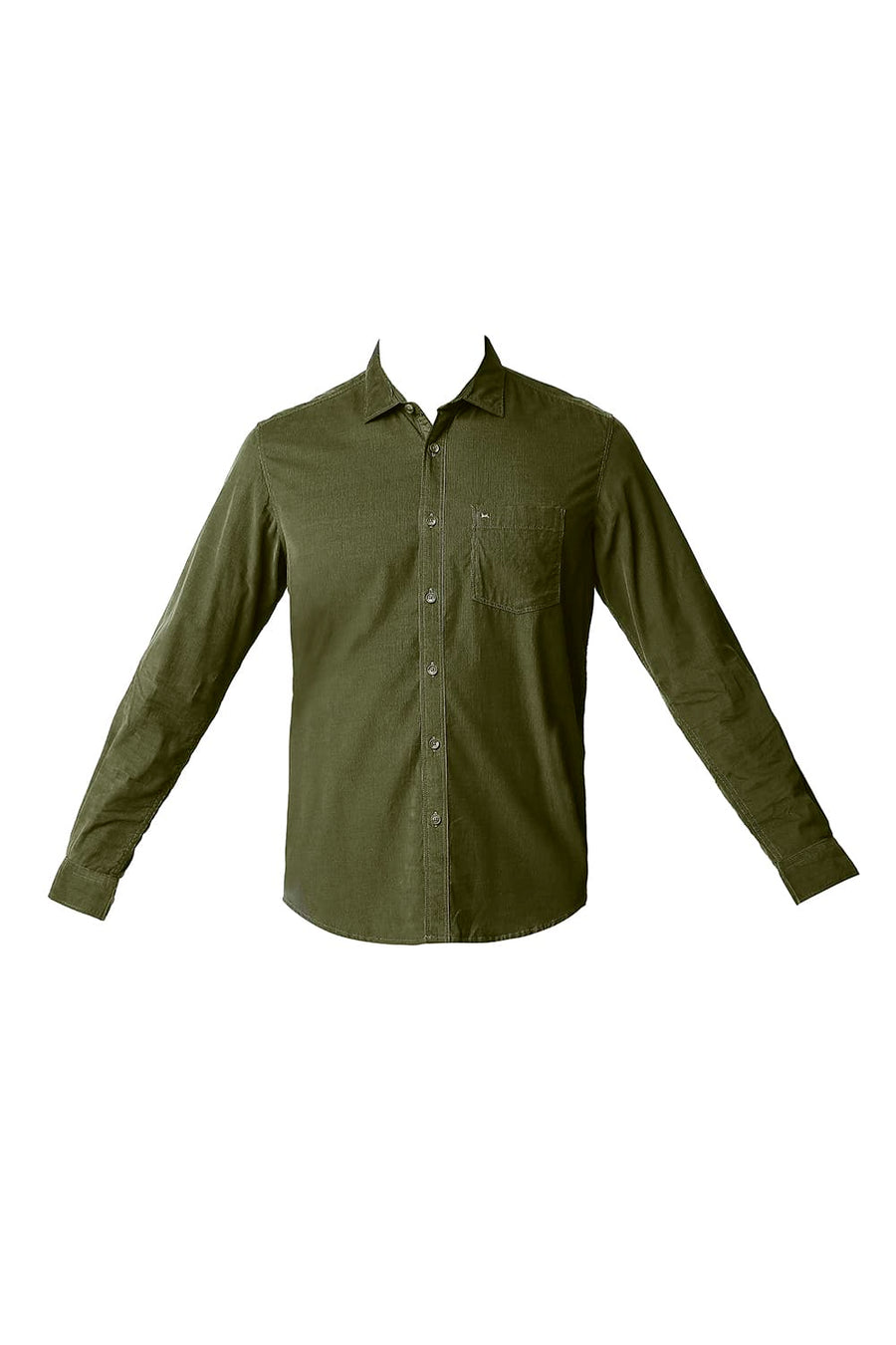 BASICS SLIM FIT RACING OLIVE CORDUROY SHIRT