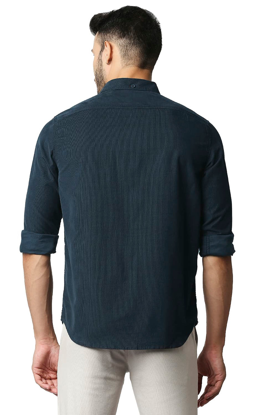 BASICS SLIM FIT MIDNIGHT NAVY CORDUROY SHIRT