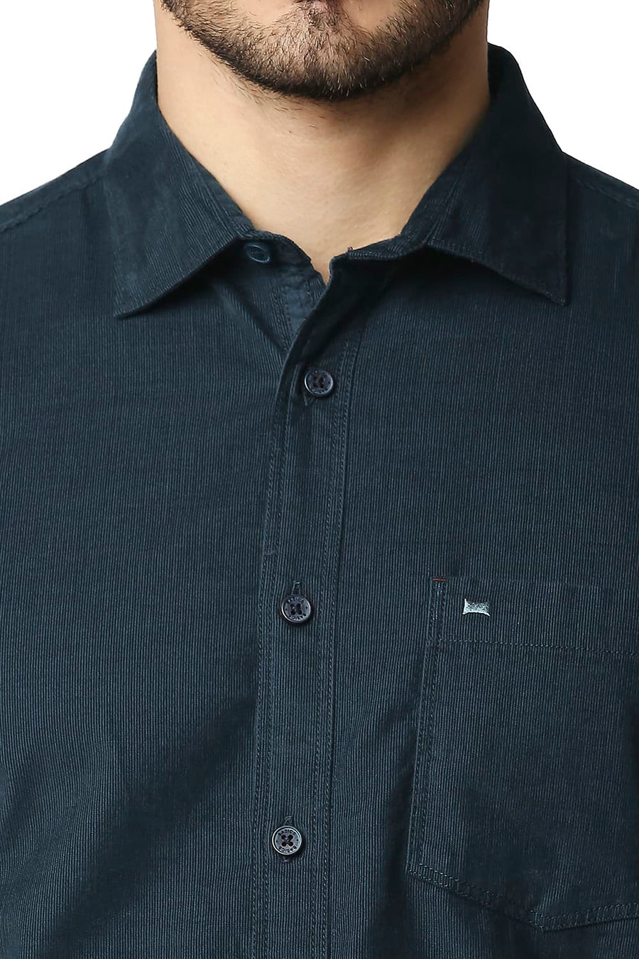 BASICS SLIM FIT MIDNIGHT NAVY CORDUROY SHIRT