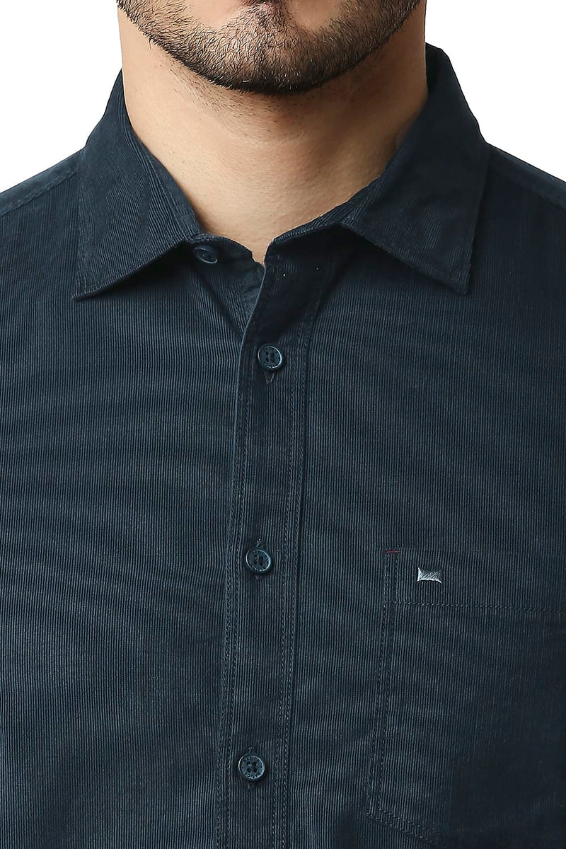 BASICS SLIM FIT CORDUROY HALFSLEEVES SHIRT