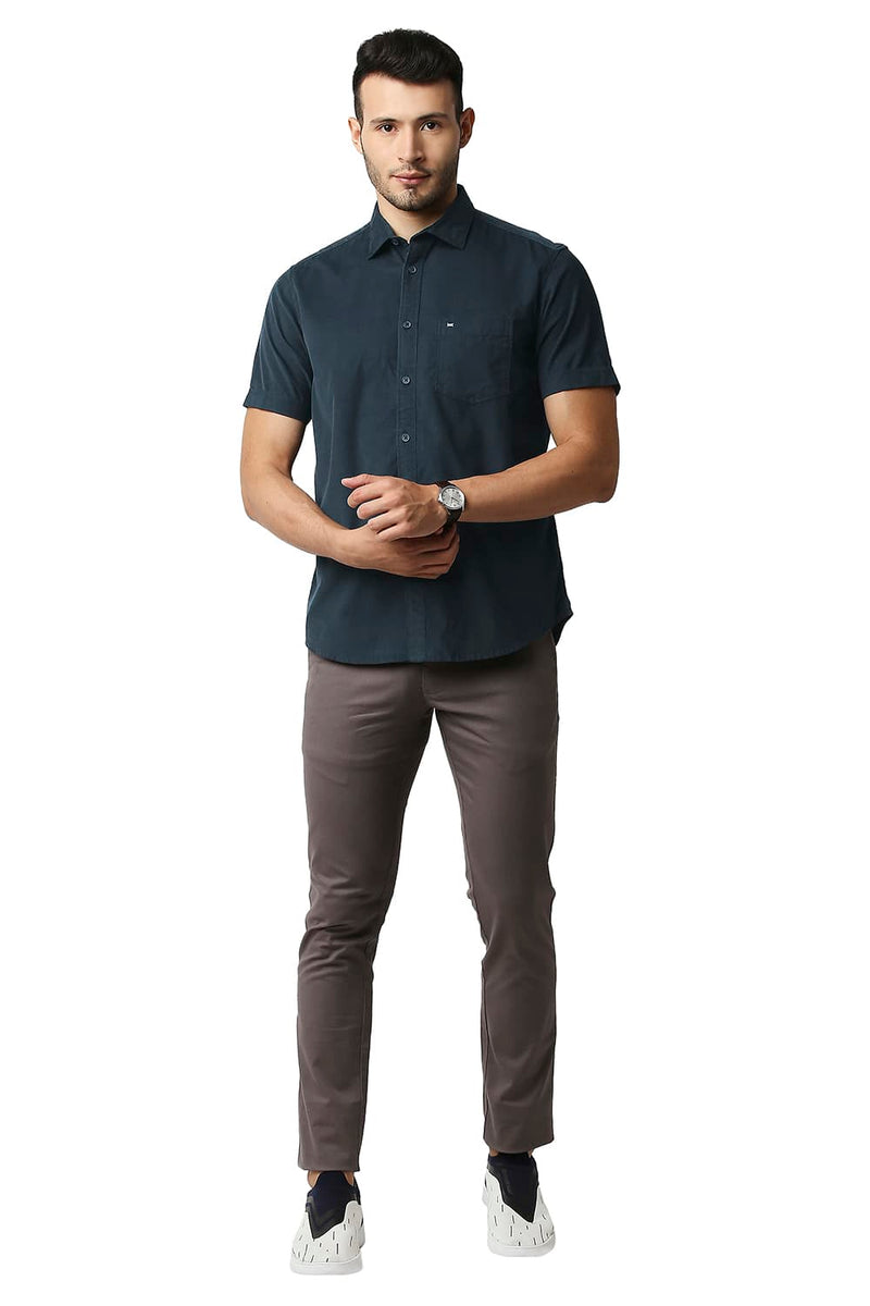 BASICS SLIM FIT CORDUROY HALFSLEEVES SHIRT