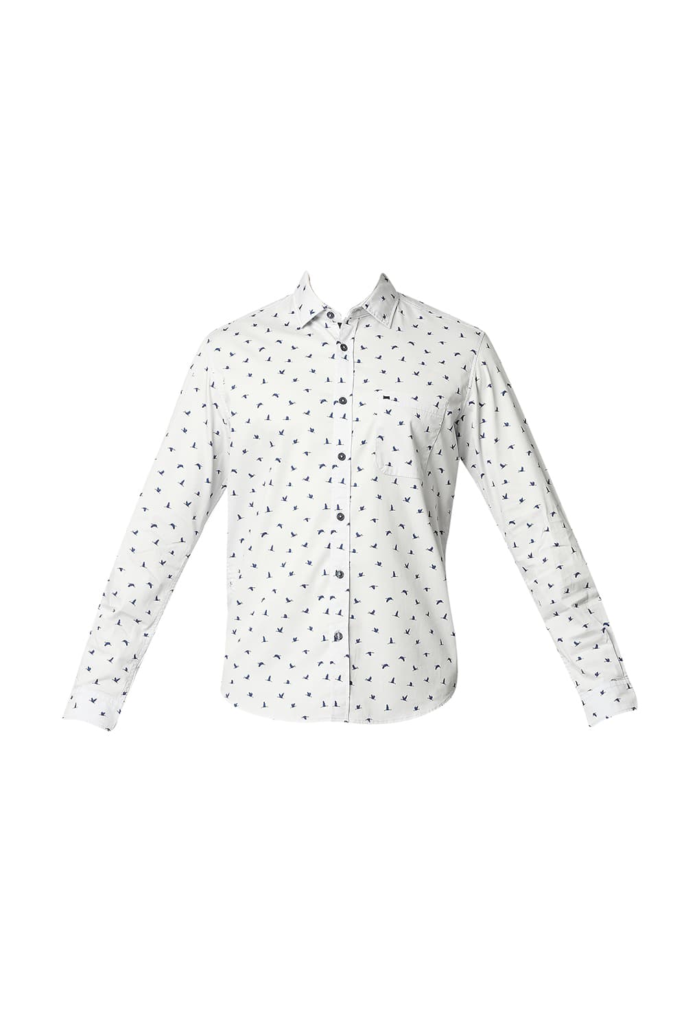 BASICS SLIM FIT TWILL LYCRA PRINTED SHIRT