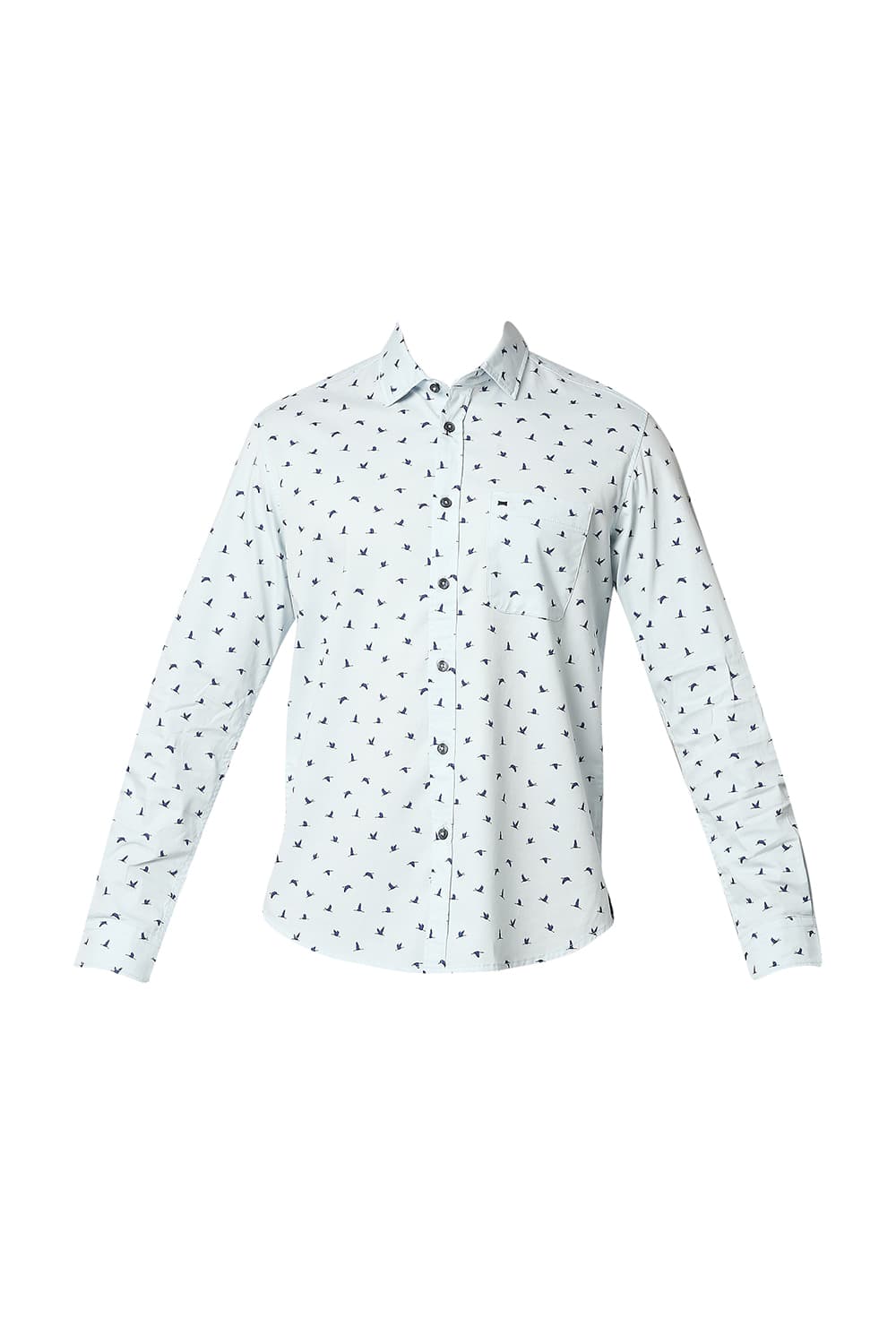 BASICS SLIM FIT TWILL LYCRA PRINTED SHIRT