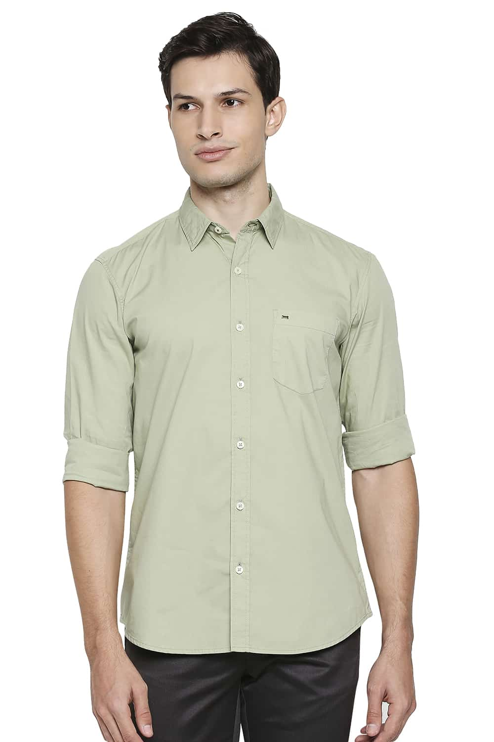 BASICS SLIM FIT POPLIN STRETCH SHIRT