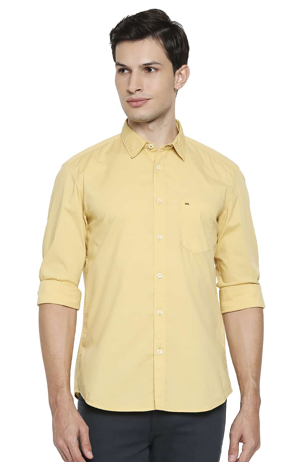 BASICS SLIM FIT POPLIN STRETCH SHIRT