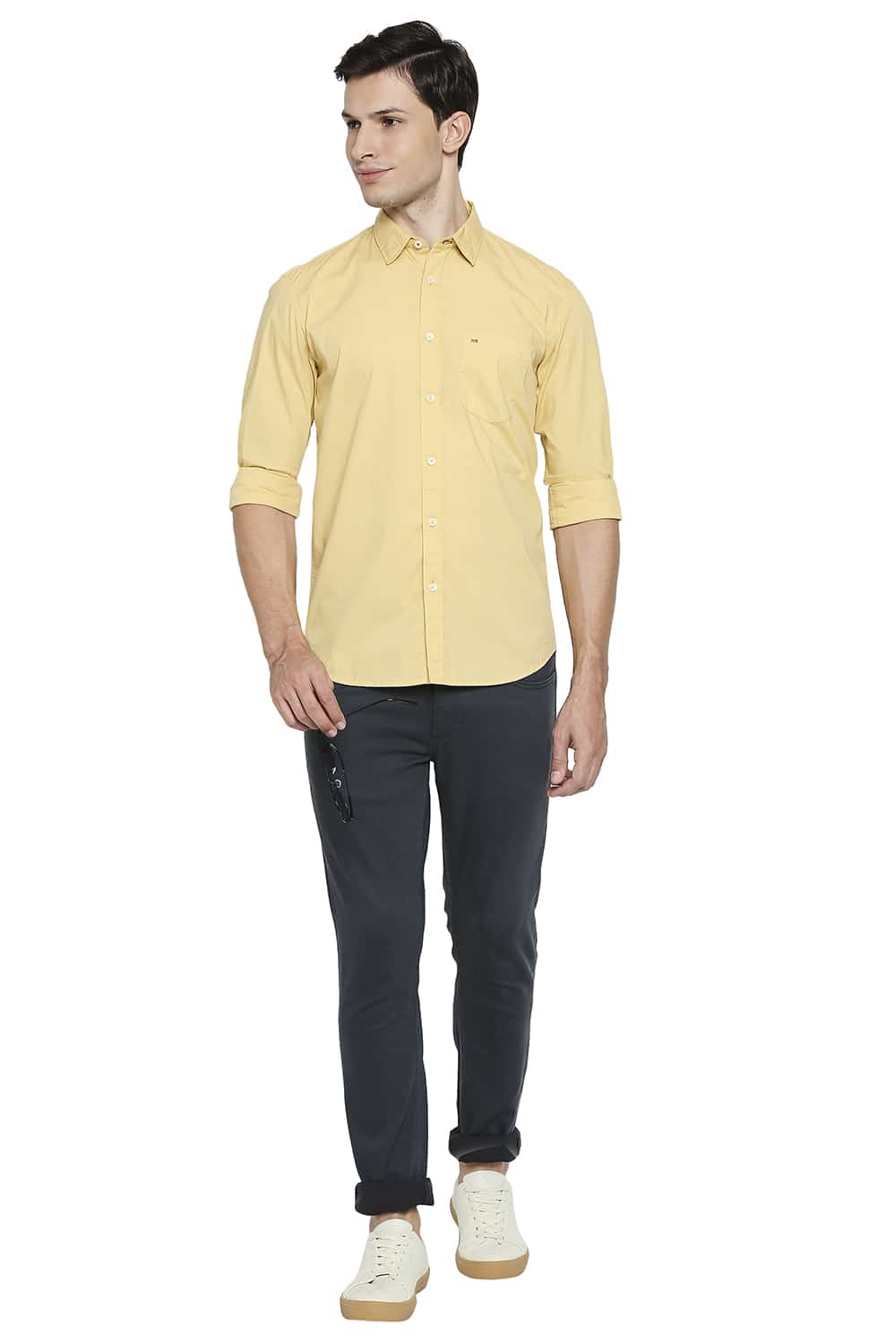 BASICS SLIM FIT POPLIN STRETCH SHIRT