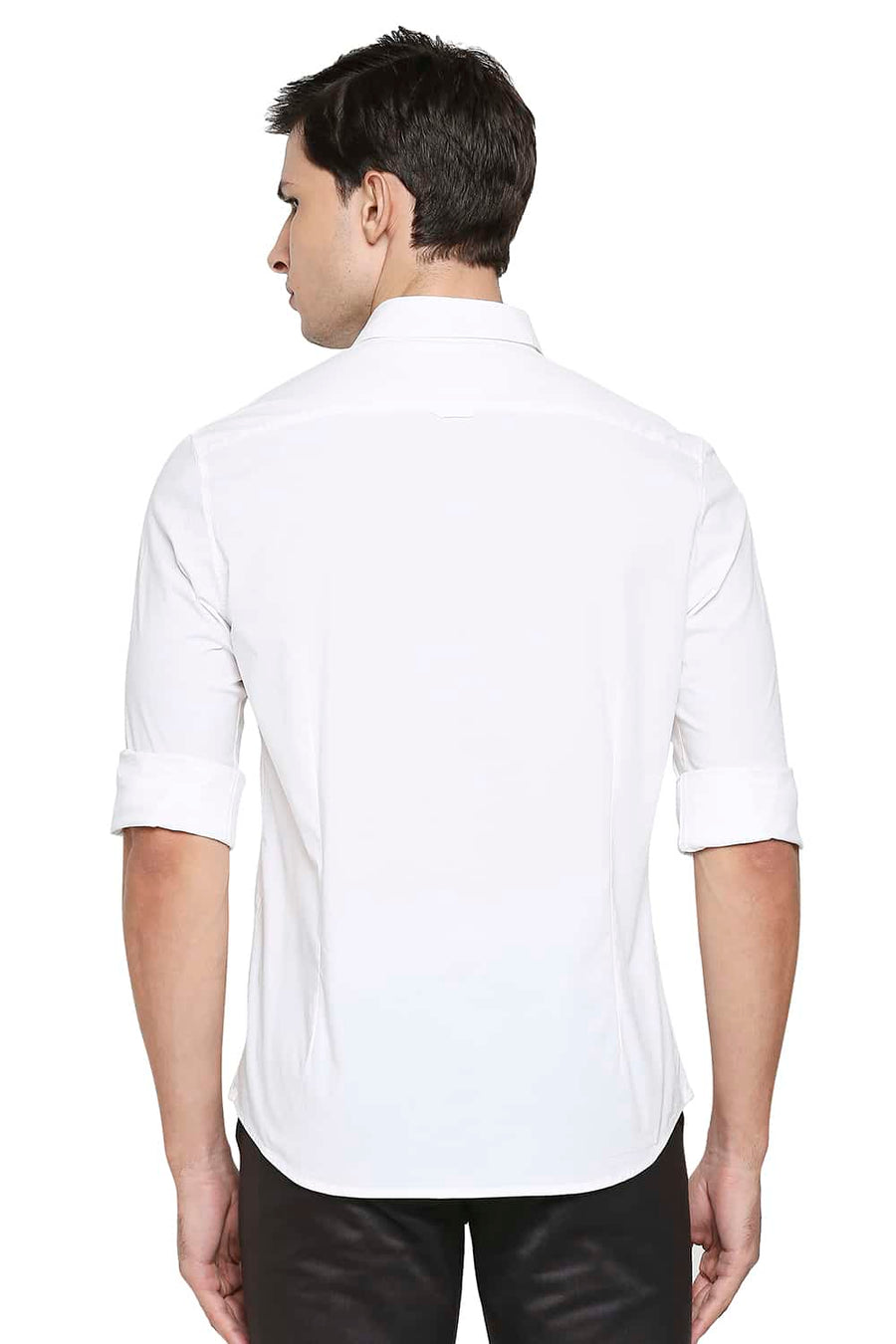 BASICS SLIM FIT SNOW WHITE POPLIN STRETCH SHIRT