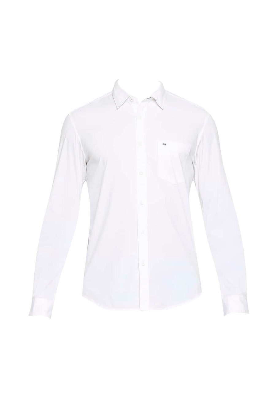 BASICS SLIM FIT SNOW WHITE POPLIN STRETCH SHIRT