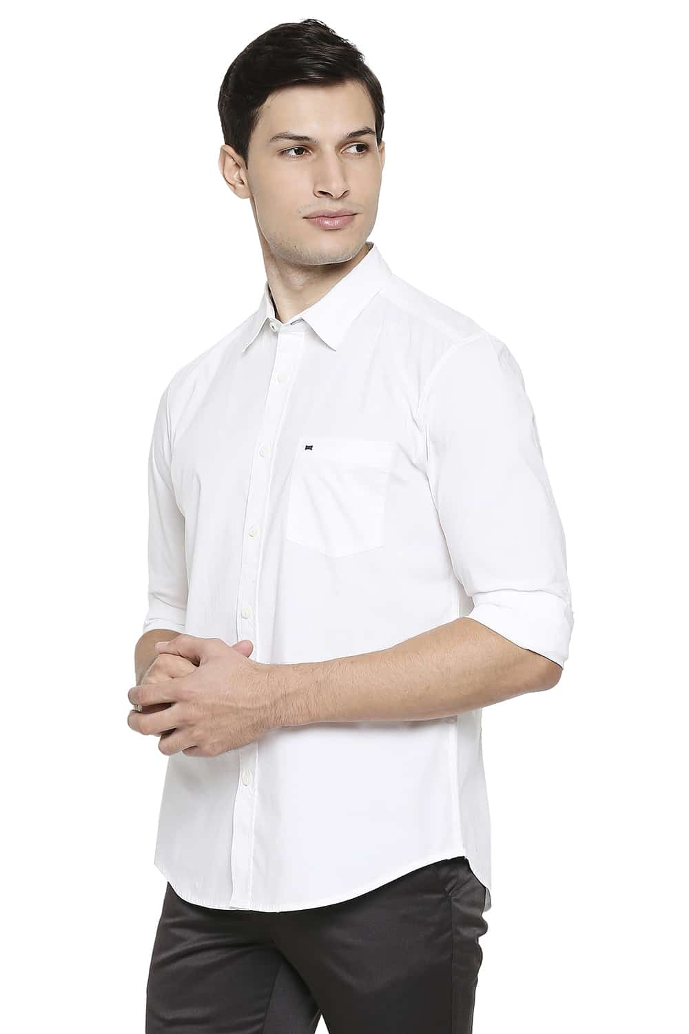 BASICS SLIM FIT POPLIN STRETCH SHIRT