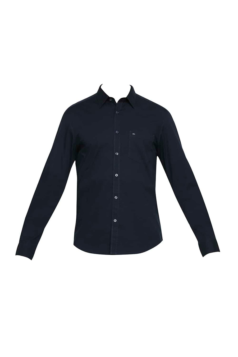 BASICS SLIM FIT NAVY NIGHT POPLIN STRETCH SHIRT