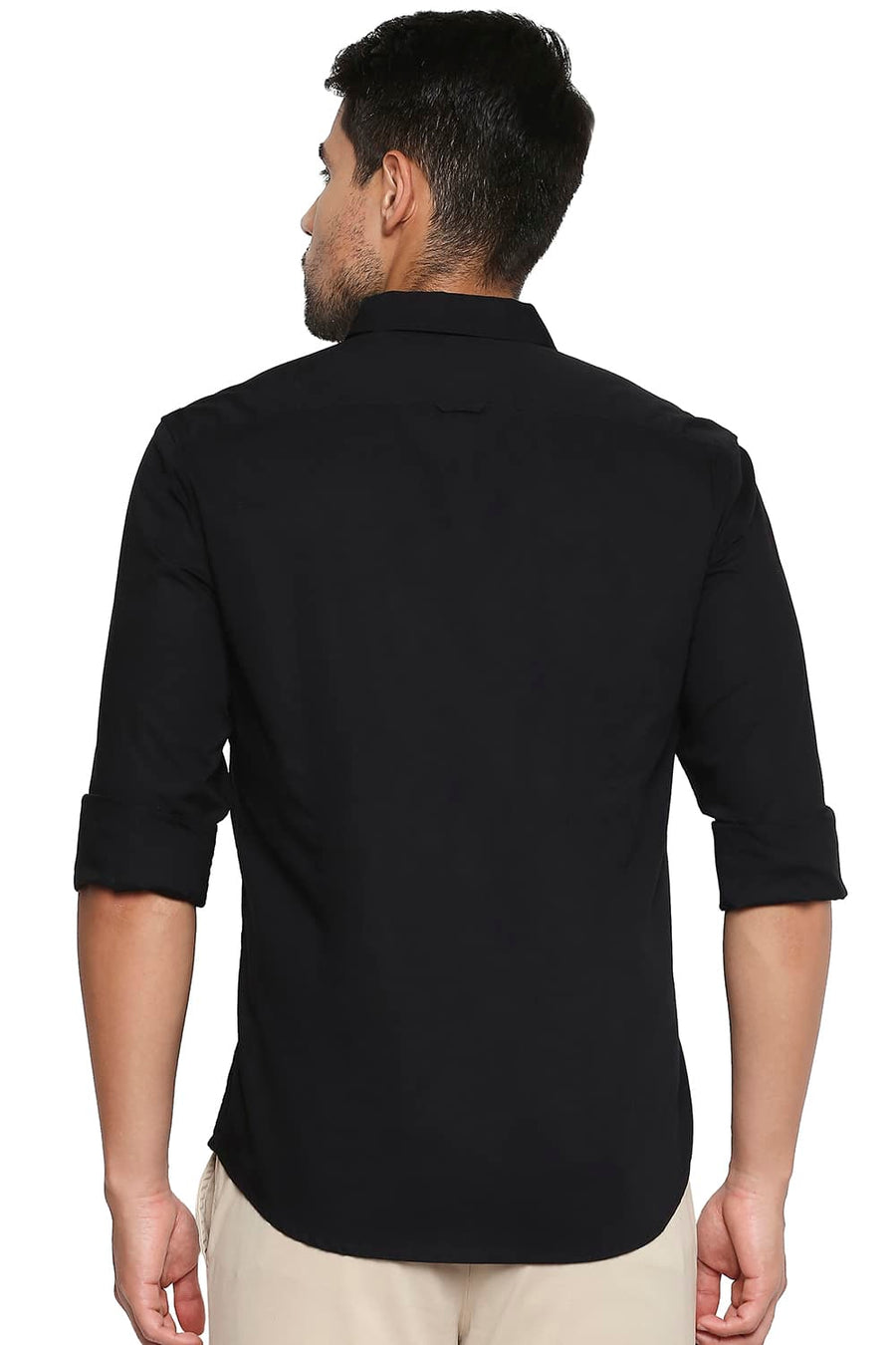 BASICS SLIM FIT PHANTOM BLACK POPLIN STRETCH SHIRT