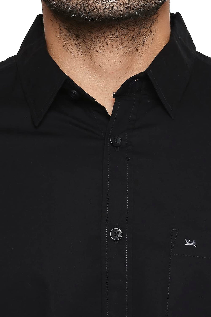 BASICS SLIM FIT PHANTOM BLACK POPLIN STRETCH SHIRT