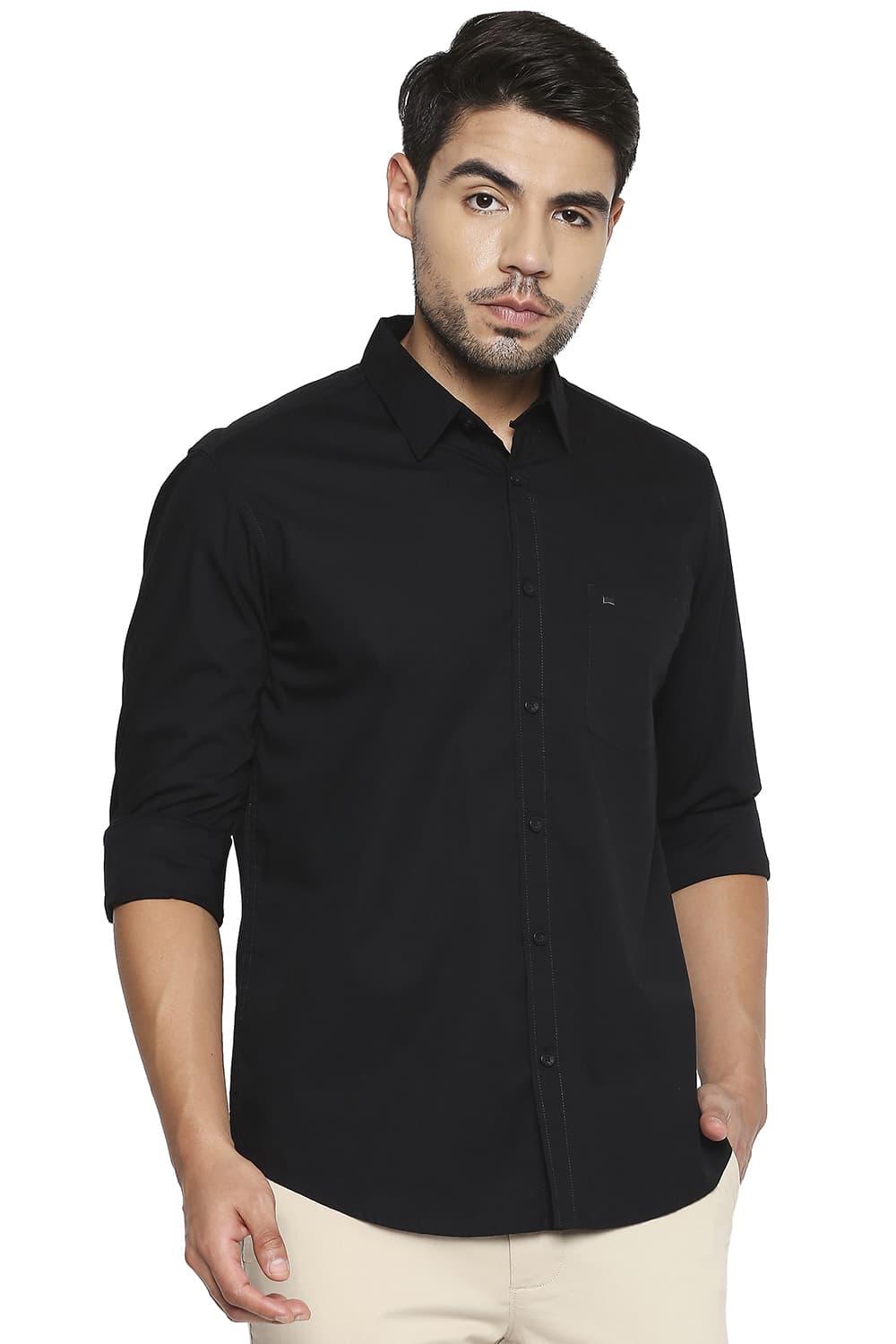 BASICS SLIM FIT POPLIN STRETCH SHIRT