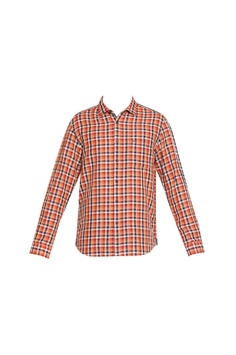 BASICS SLIM FIT COTTON LINEN CHECKS SHIRT