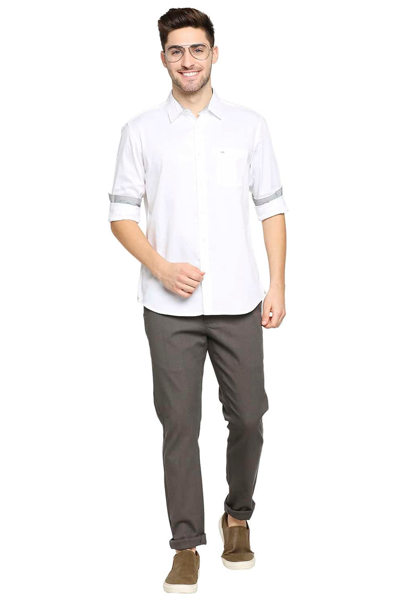 BASICS SLIM FIT BROKEN TWILL SLUB SHIRT