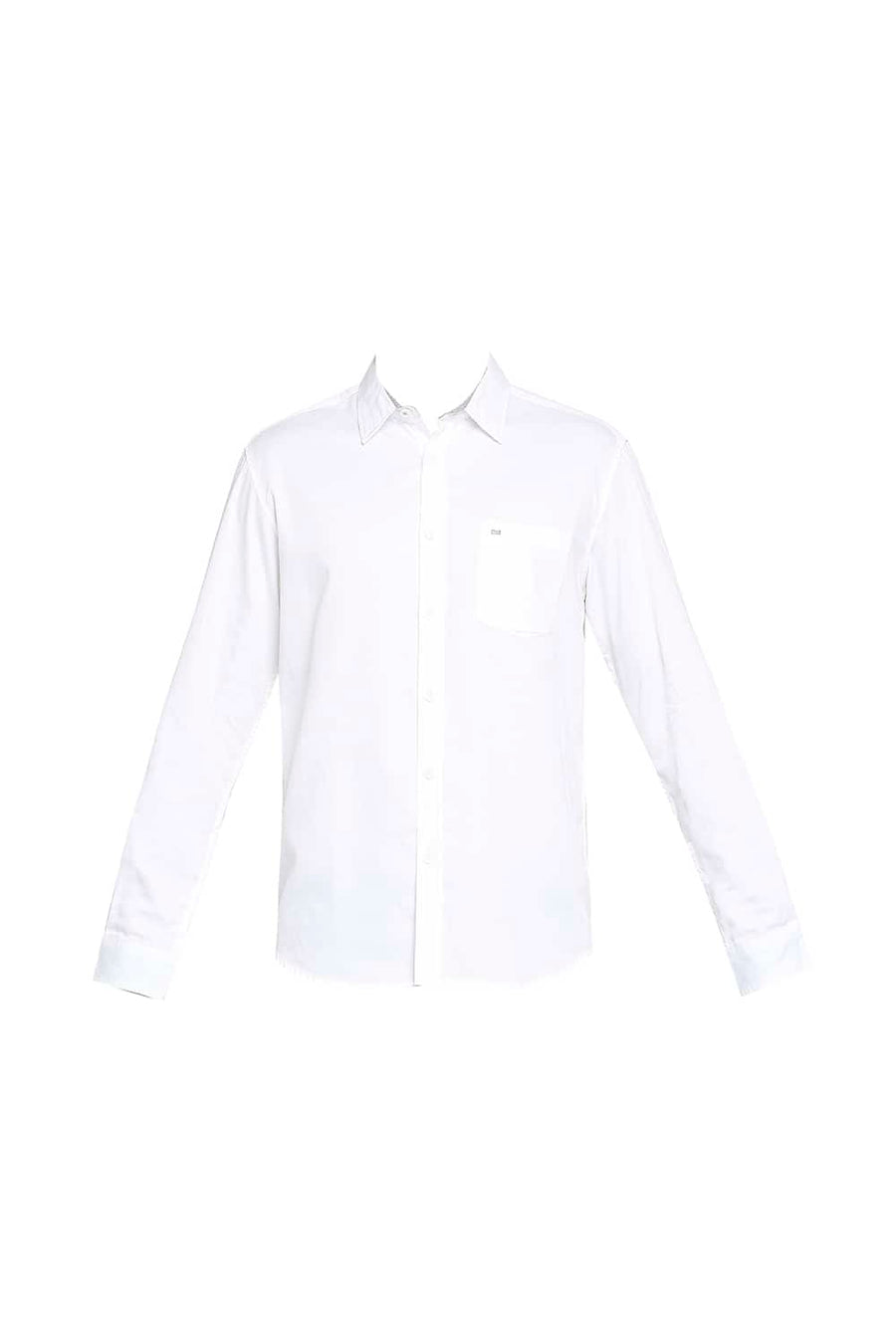 BASICS SLIM FIT BRIGHT WHITE BROKEN TWILL SLUB SHIRT