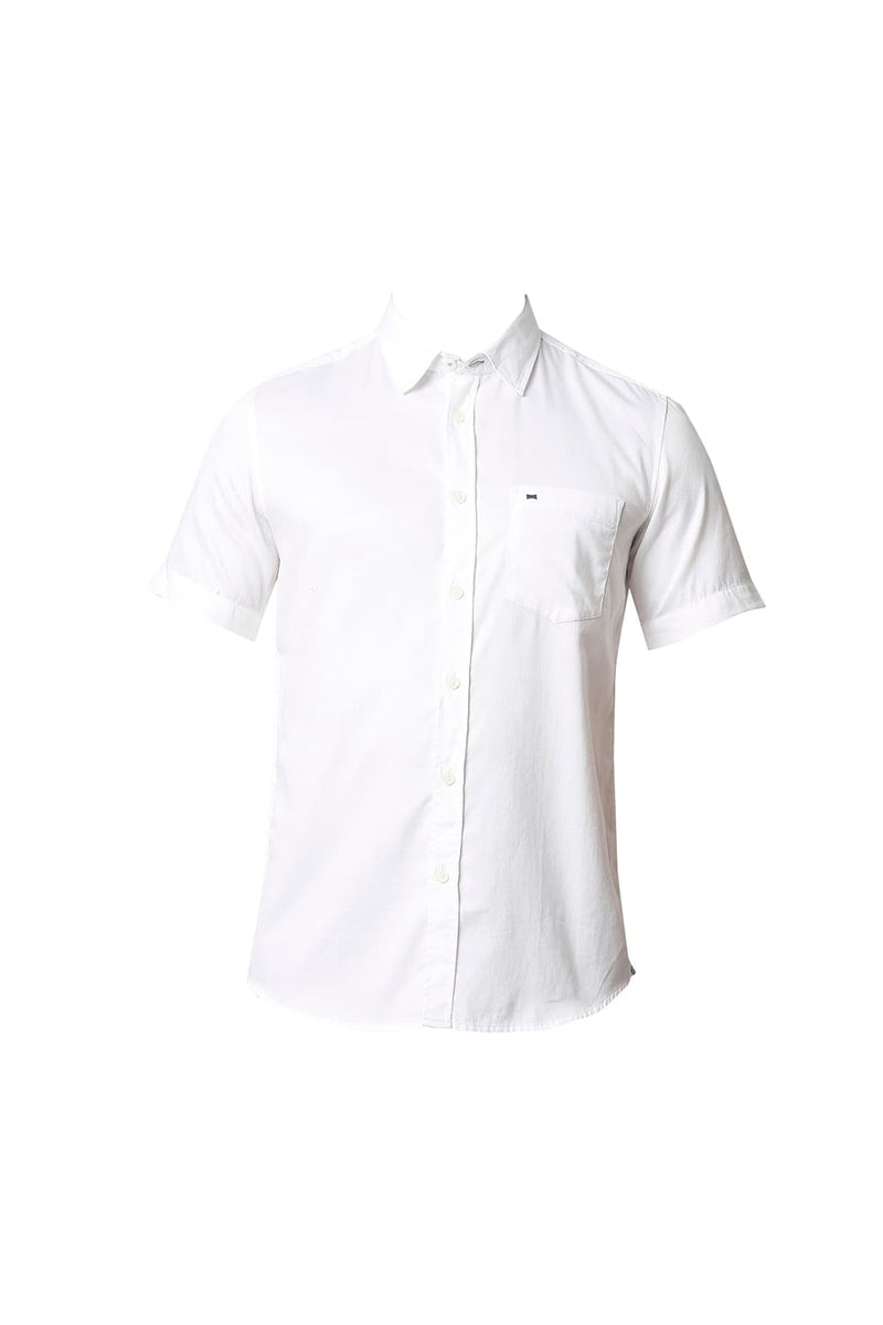 BASICS SLIM FIT BROKEN TWILL SLUB HALFSLEEVES SHIRT