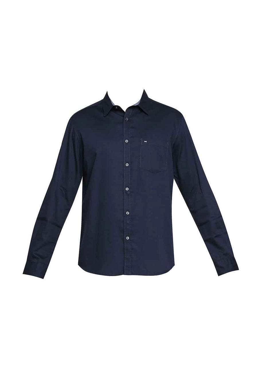 BASICS SLIM FIT TITAN NAVY BROKEN TWILL SLUB SHIRT