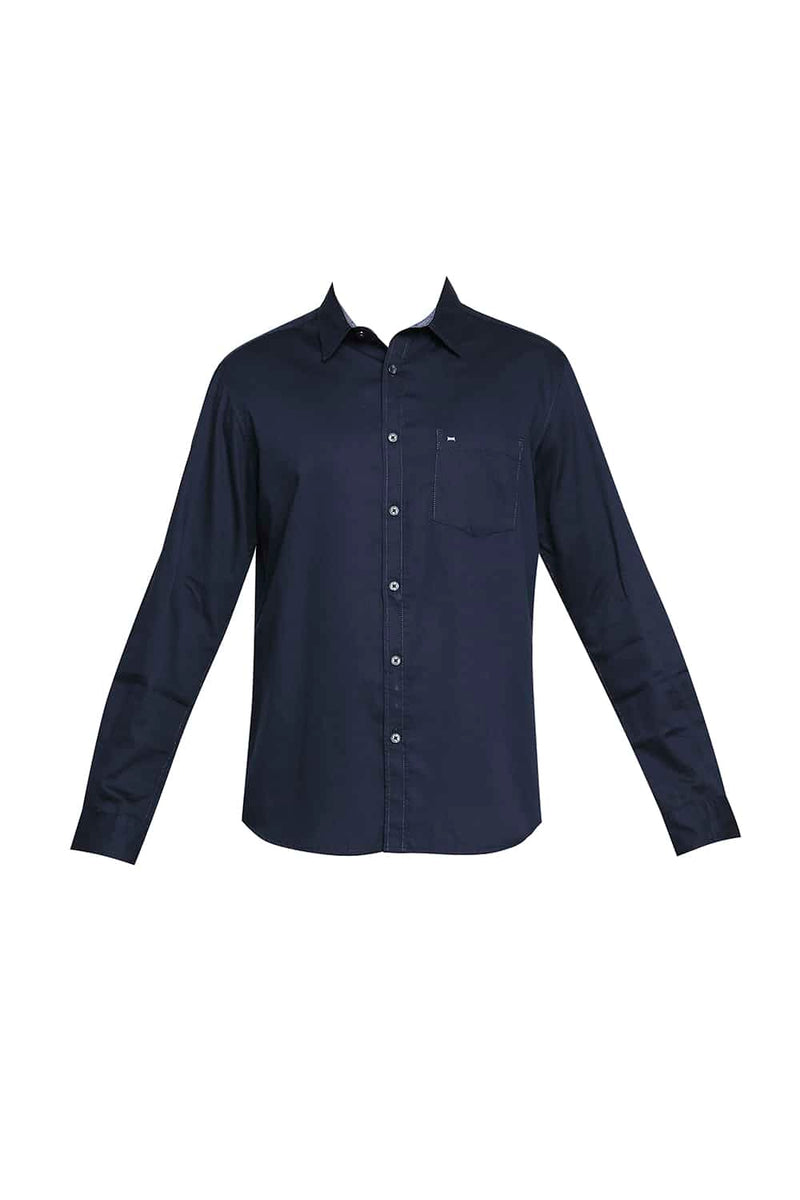 BASICS SLIM FIT BROKEN TWILL SLUB SHIRT