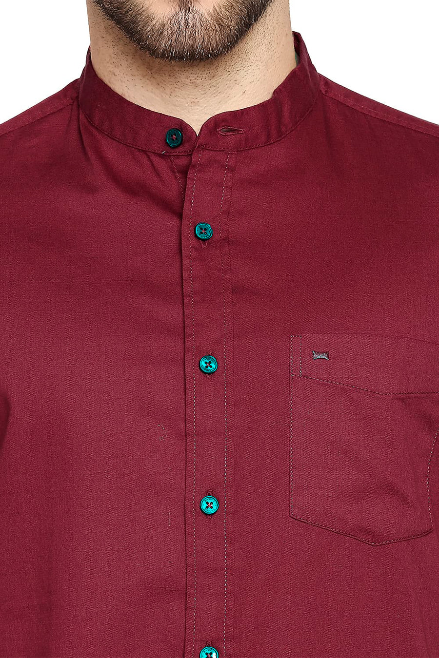 BASICS SLIM FIT CRIMSON RED BROKEN TWILL SLUB SHIRT